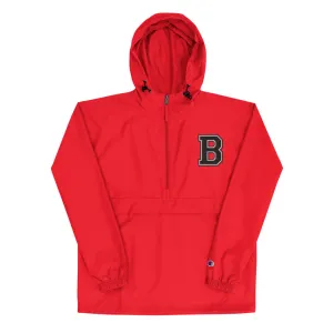 RED Embroidered VARSITY LETTERMAN B BEST X Champion Packable Jacket