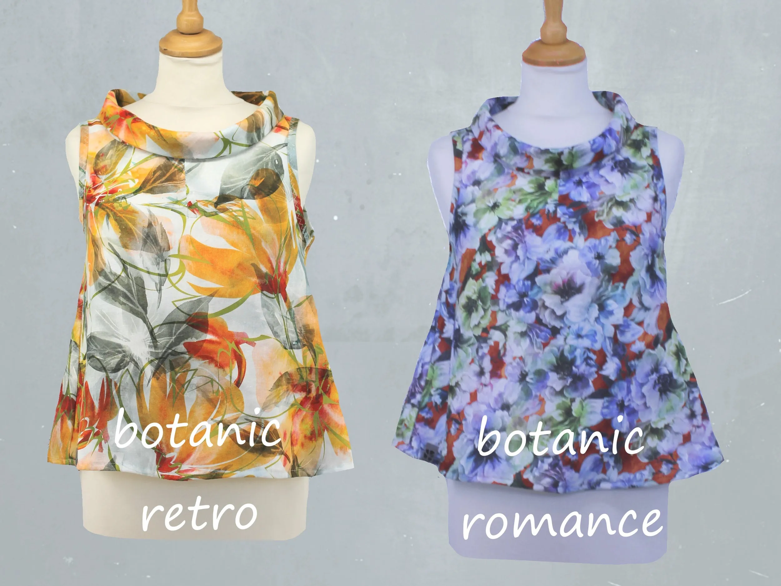 retro A-lijn blousje in linnen print  / printed linen retro A-line summer blouse