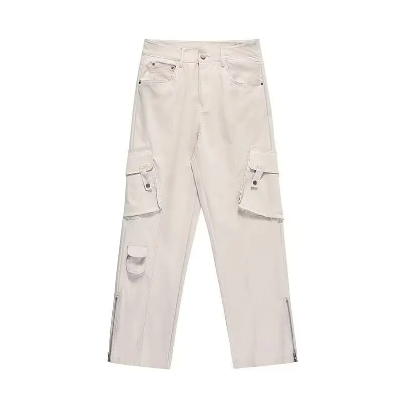 Retro Loose Multi-pocket Wide-leg Cargo Trousers for Stylish Comfort