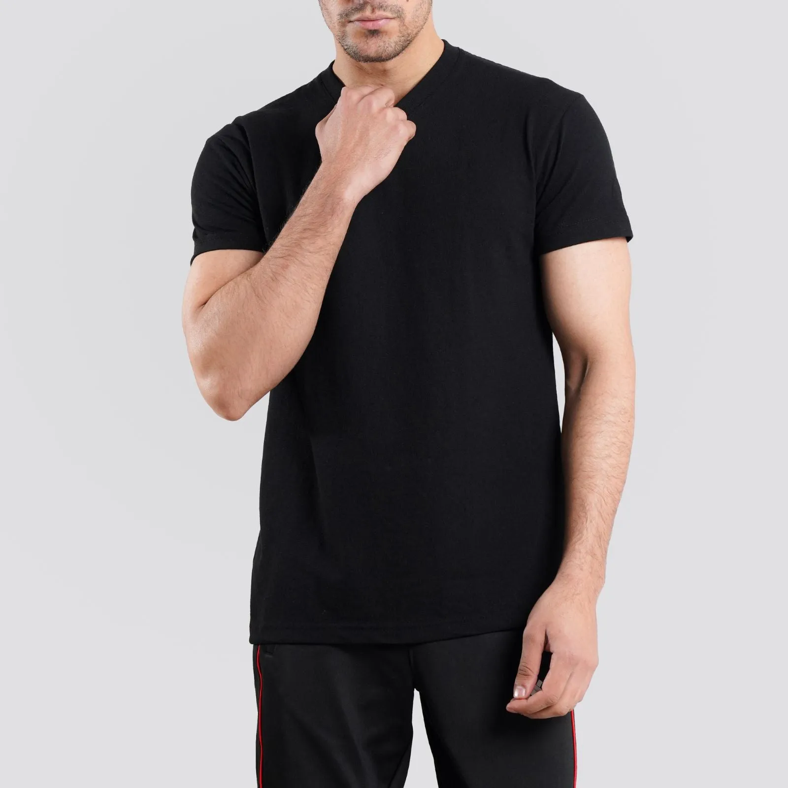 Short Sleeves V-Neck Black  Tee Shirt | Pack of 6, 12, 24 and 48