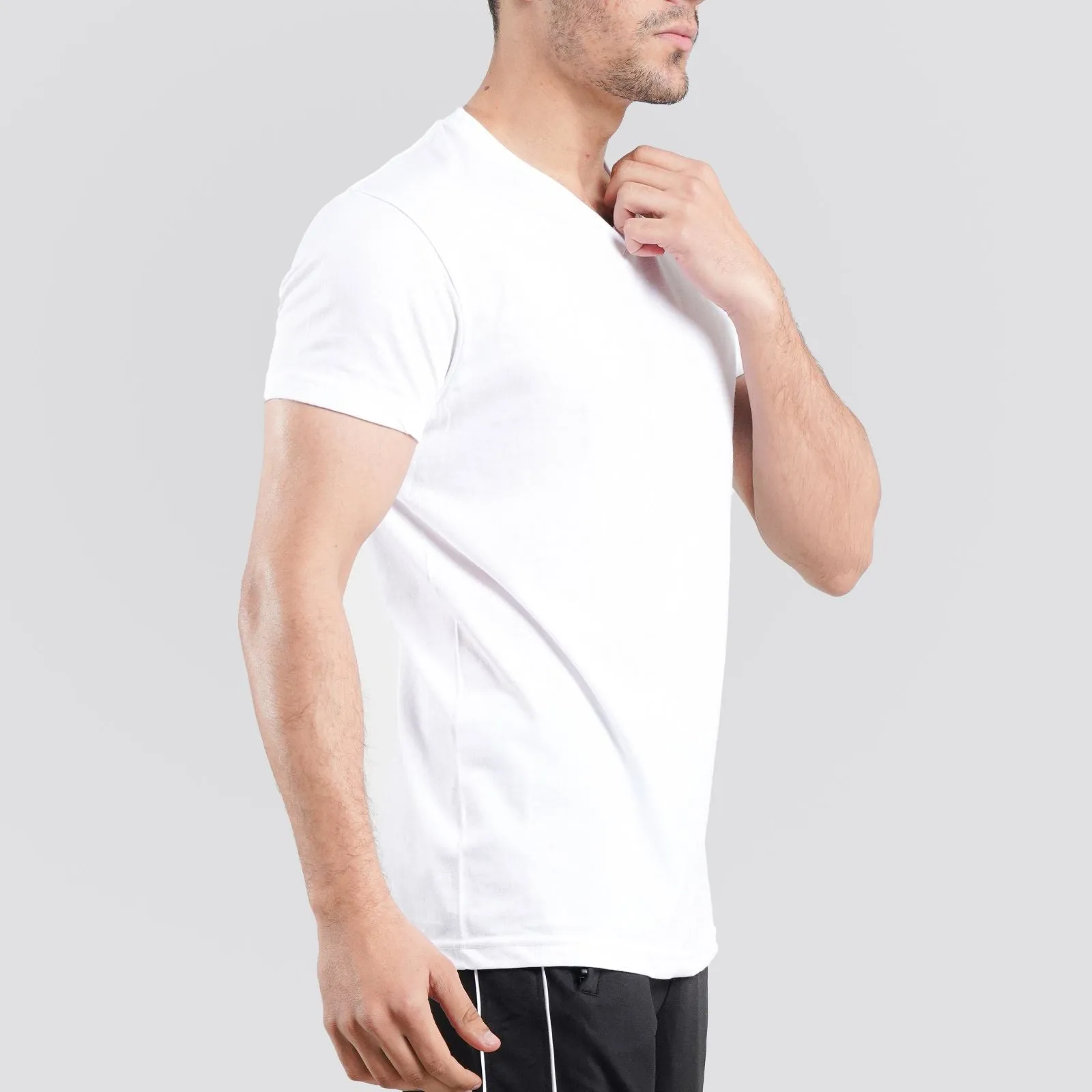 Short Sleeves V-Neck White Tee Shirt | Pack of 6, 12, 24 and 48.