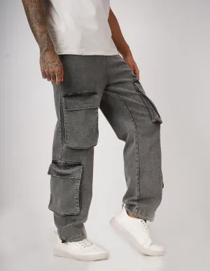 Stone Wash 7 Pocket Chillfit Denim Cargo Pants