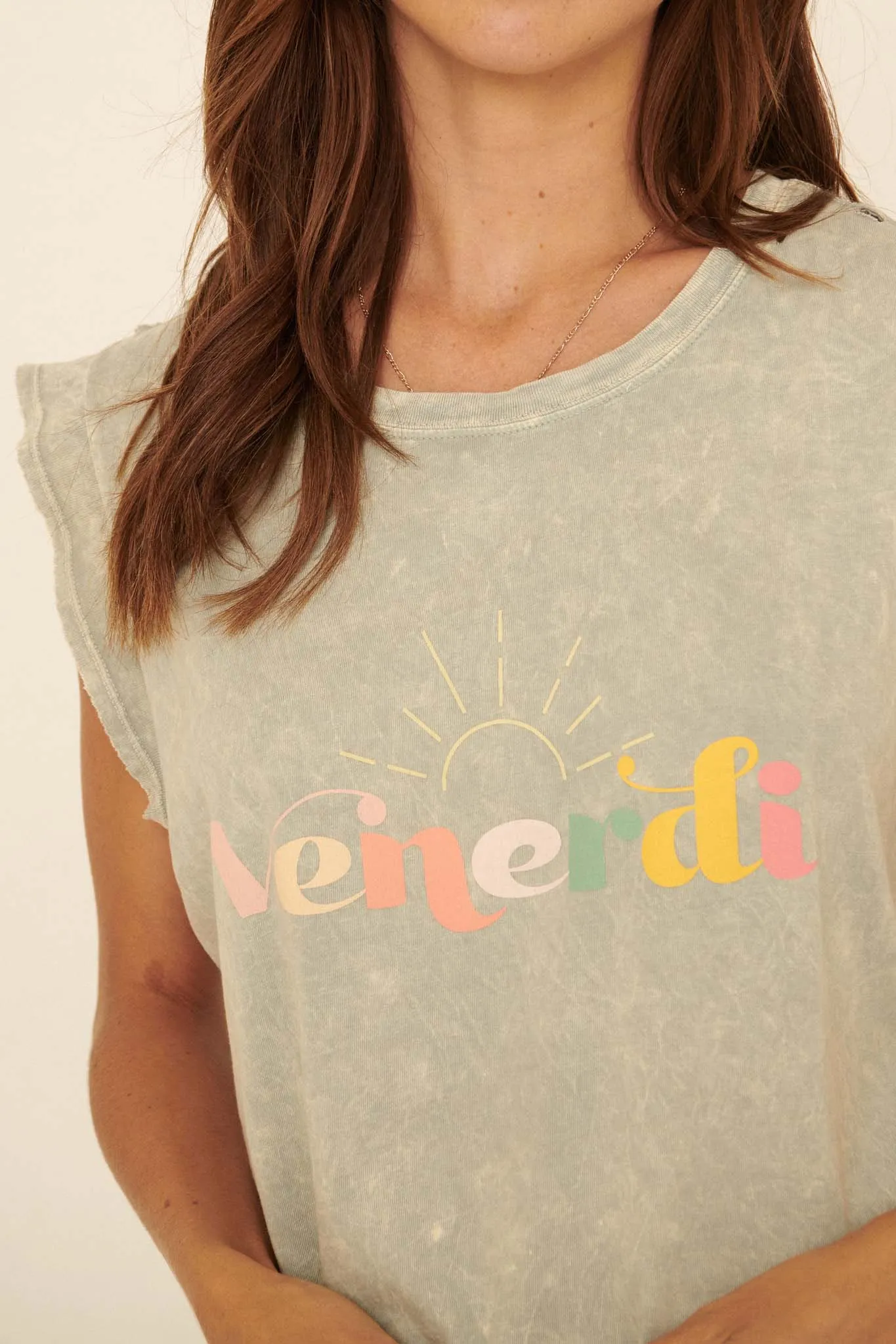 Venerdi Vintage-Wash Sleeveless Graphic Tee