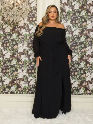 Vicky Plus Size Chiffon Gown in Black