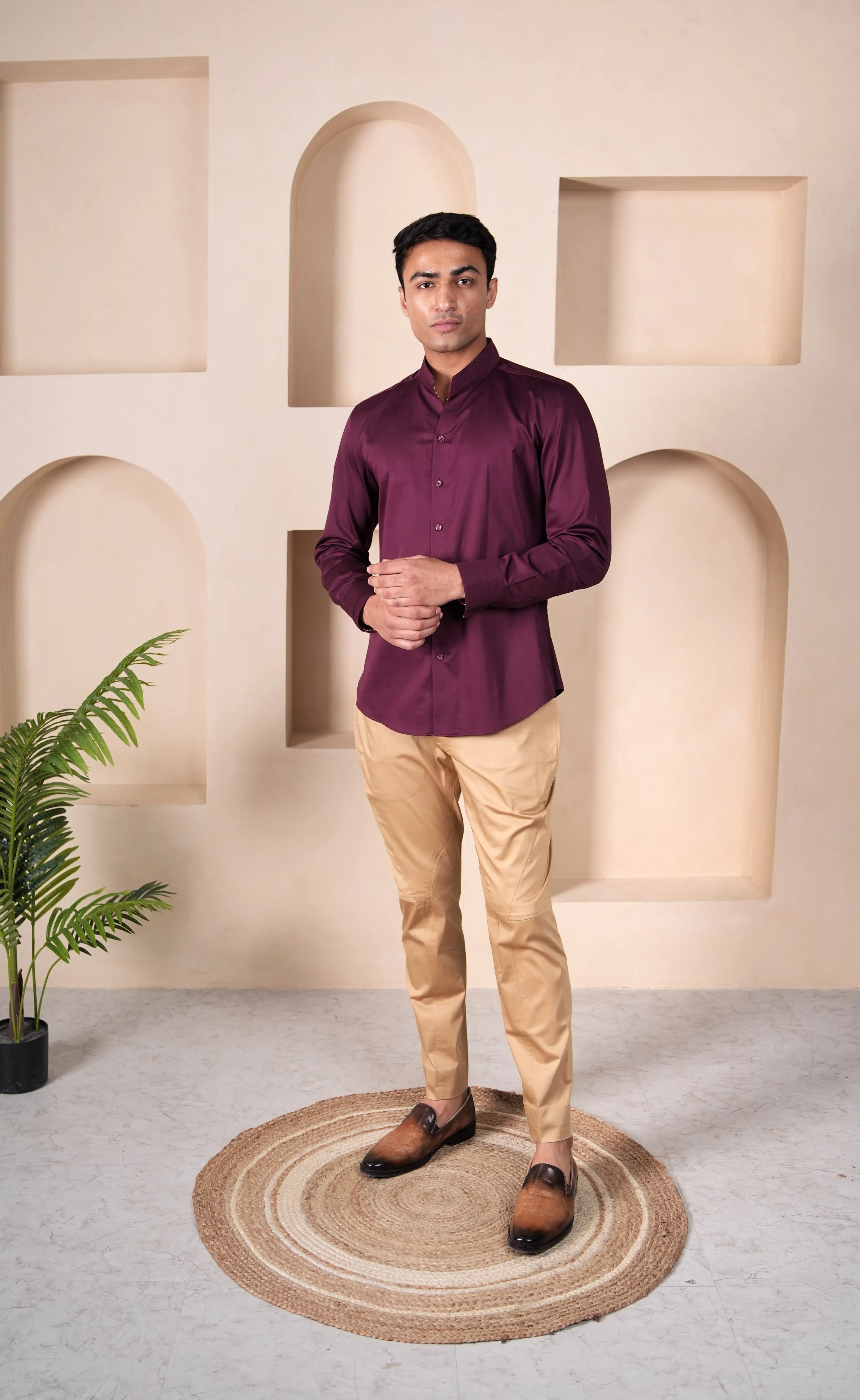 Wine Cotton Shirt