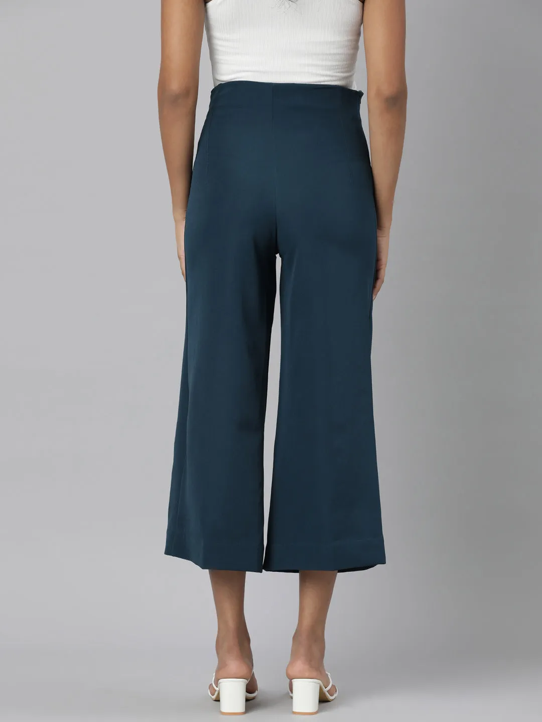 Women Teal Solid Culottes