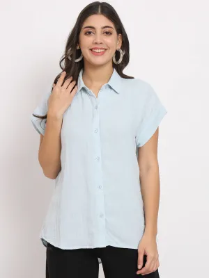 Women's Cotton Blue Casual Shirt