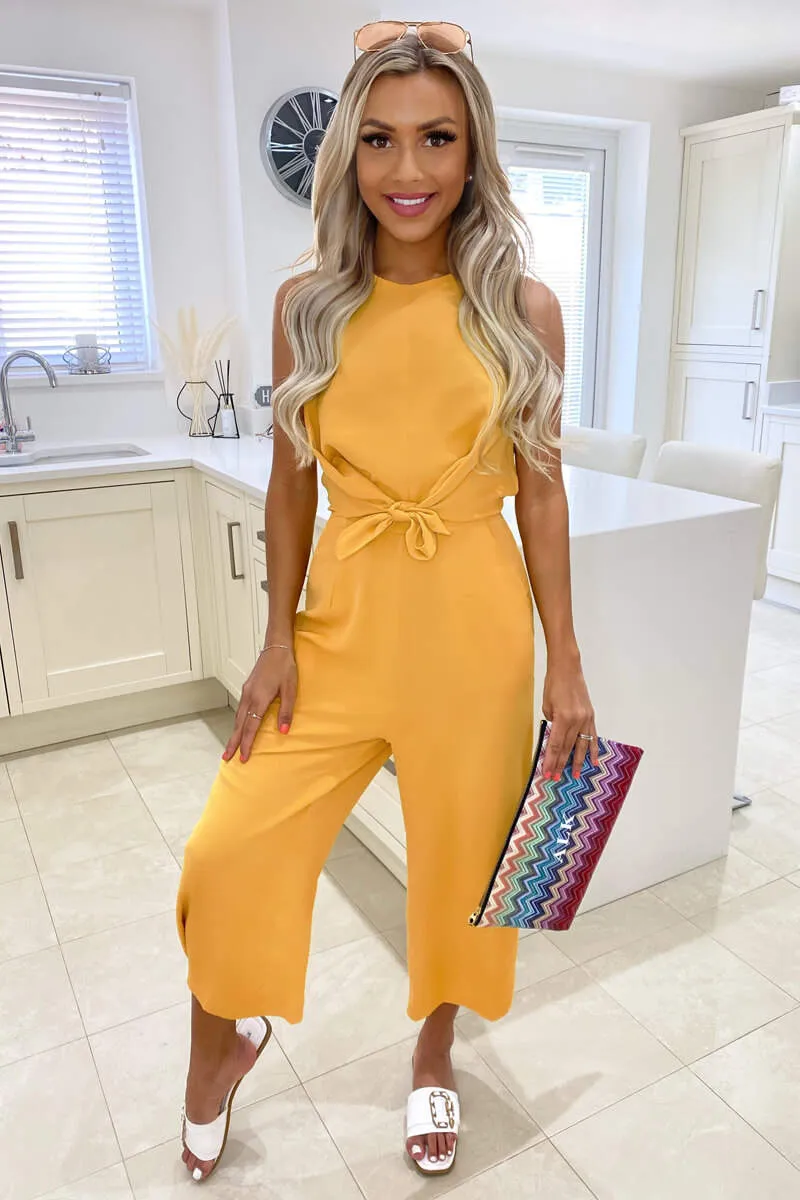 Yellow Tie Front Detail Jumpsuit